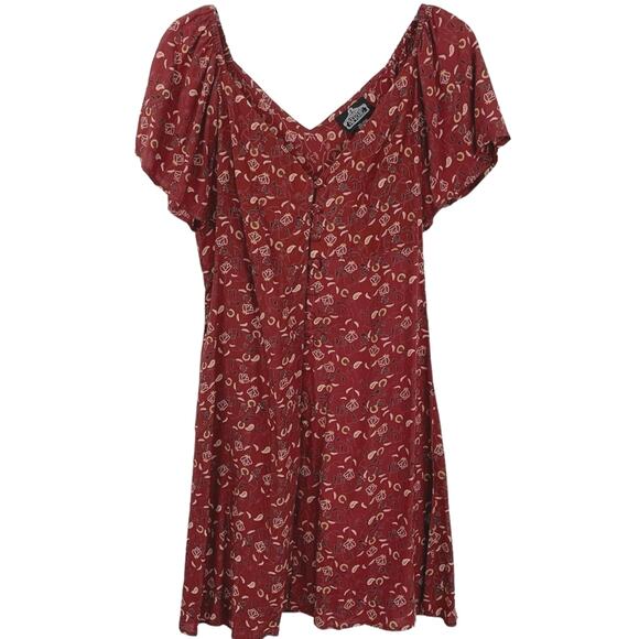 Angie Dresses & Skirts - Angie Dress Mini Fit & Flare Floral Cottagecore Boho Western Casual Red Sz Small